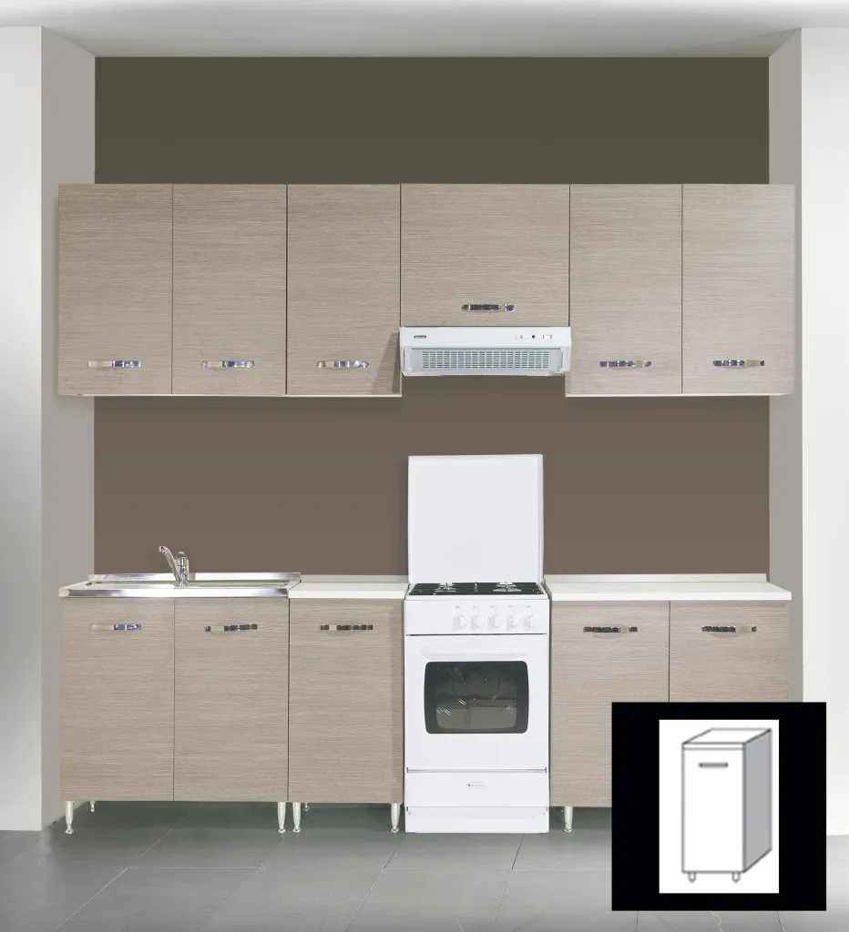 KIT CUCINA BASE 1 ANTA 40X50X85H TOP BIANCO FRASSINATO FINITURA LARICE GRIGIO