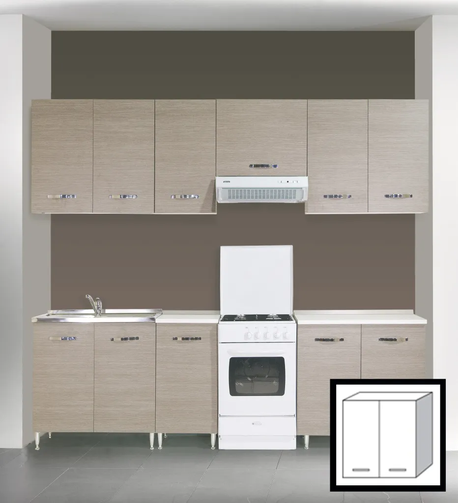 KIT CUCINA PENSILE 2 ANTE 80X30X72H FINITURA LARICE GRIGIO