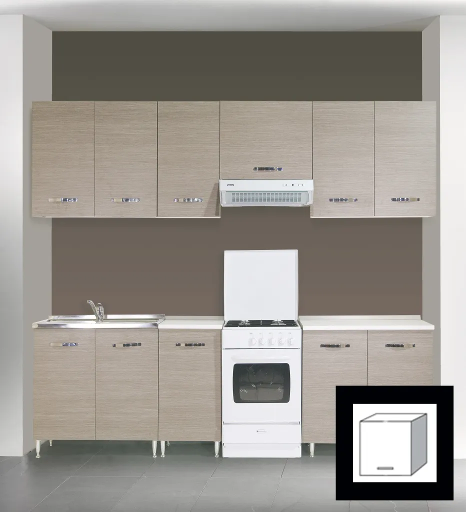 KIT CUCINA PENSILE SOPRA CAPPA 1 ANTA 60X30X49H FINITURA LARICE GRIGIO