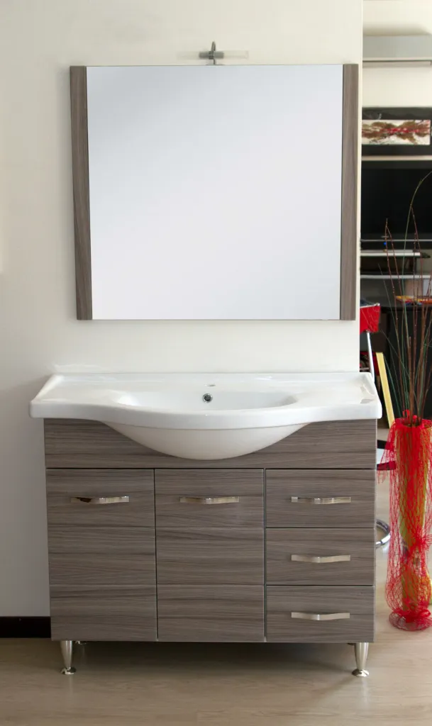 MOBILE BAGNO ANTONELLA CON LAVABO E SPECCHIO BASE 100X35X87H SPECCHIO 90X80H PALISSANDRO