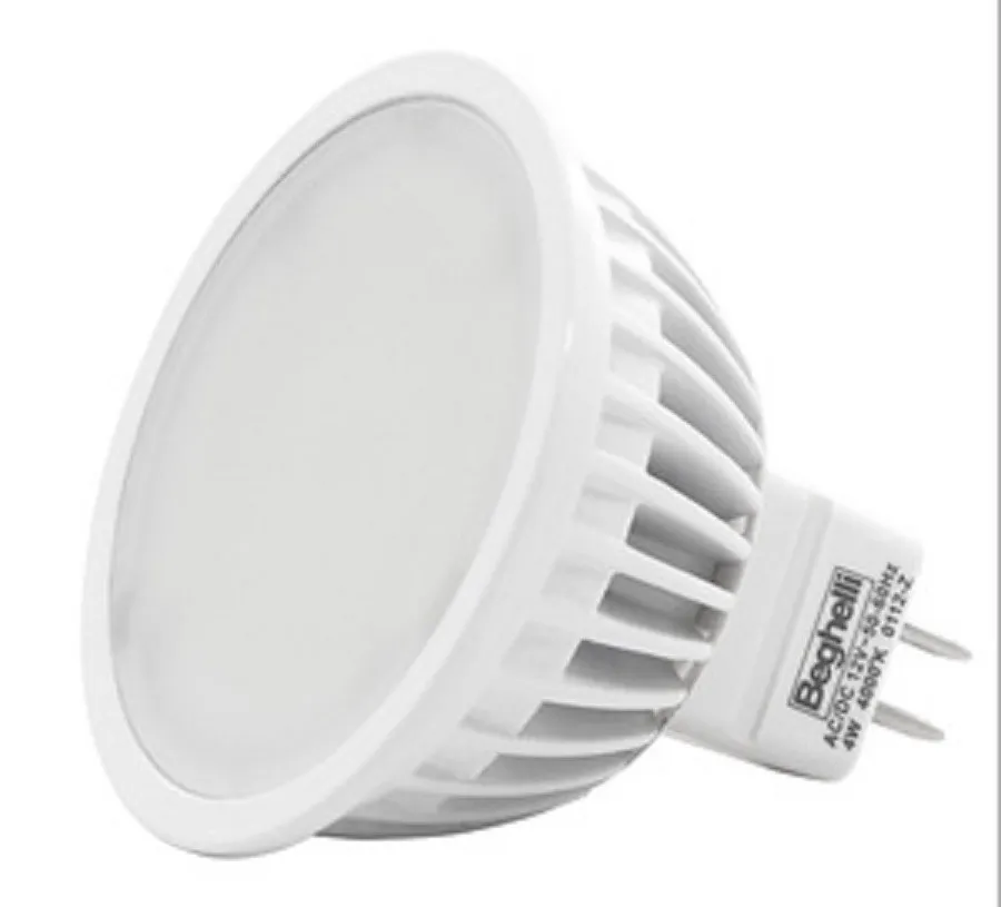 LAMPADA 10PZ BEGHELLI LED 56034 MR16 - 12V W4,0 FREDDA 4000K LAMPADINA