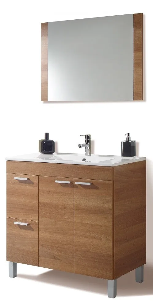 KIT MOBILE BAGNO 80X80X45 Cm FINITURA ROVERE CON SPECCHIO AKTIVA