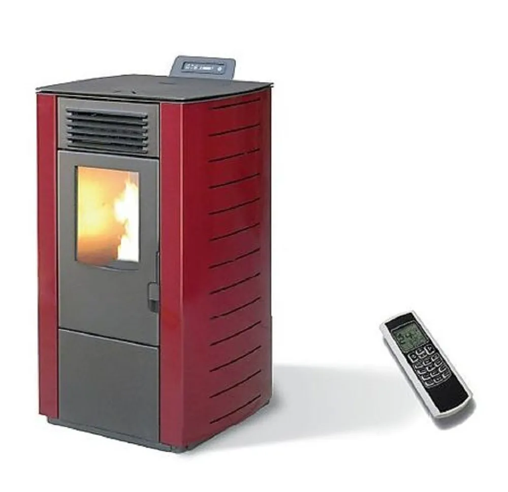 STUFA A PELLET 9 KW CON TELECOMANDO KING 98 COLORE BORDEAUX MADE ITALY