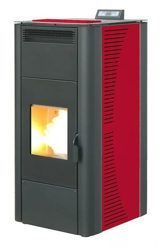 TERMOSTUFA A PELLET STUFA IDRO KING 20 KW COLORE BORDEAUX MADE IN ITALY