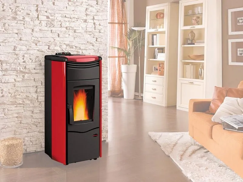 TERMOSTUFA A PELLET STUFA NORDICA EXTRAFLAME MELINDA IDRO STEEL 15kW bordeaux