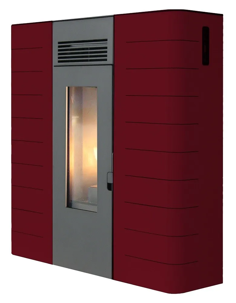 TERMOSTUFA A PELLET STUFA KING SLIM 16 KW 140 MQ BORDEAUX MADE IN ITALY con telecomando