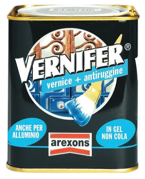 SMALTO GEL ANTICHIZZANTE VERNIFER AREXONS PER FERRO ANCHE CON RUGGINE E ALLUMINIO,LT.0,750