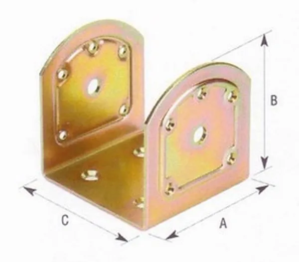 PIASTRA SUPPORTO AD U A PARETE 10 PZ. PER FISSAGGIO TRAVI LEGNO MM.A60XB80XC61