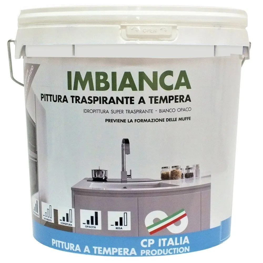 TEMPERA "IMBIANCA" DA LT. 5 VERNICE TRASPIRANTE BIANCO OPACO BAGNO CUCINA