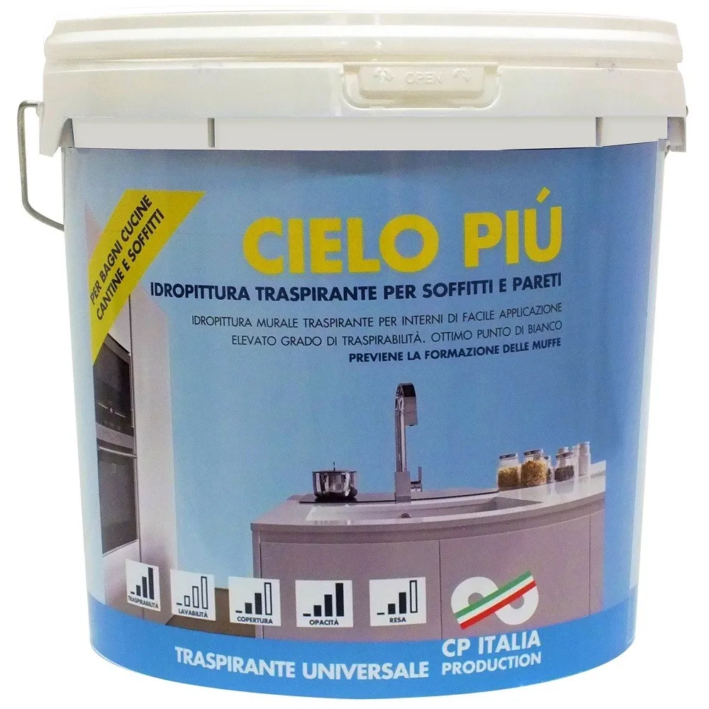 VERNICE IDROPITTURA TRASPIRANTE  SEMILAVABILE LT. 2,5 BIANCO OPACO