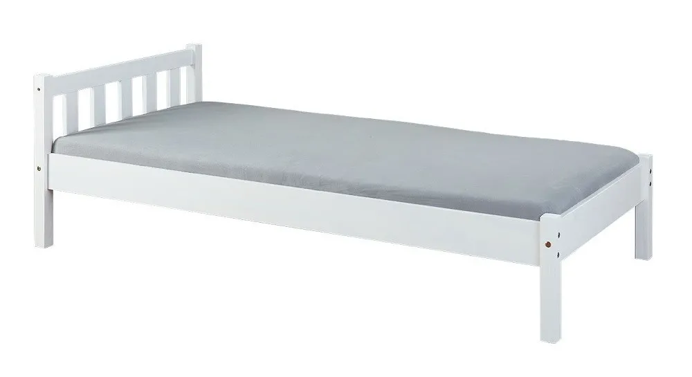 LETTO SINGOLO VILMAR 98x210x70H PINO MASSELLO TINTO BIANCO RETE ESCLUSA