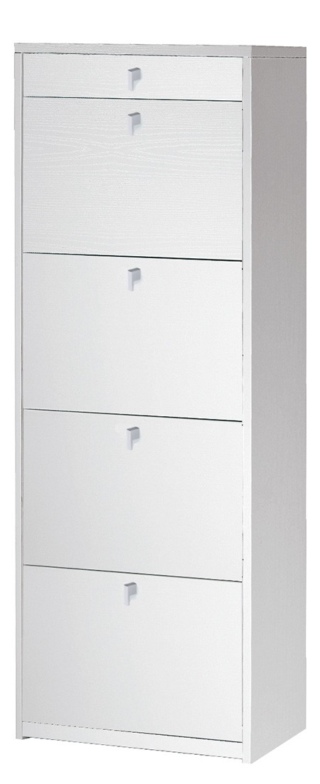 Scarpiera mobile porta scarpe 4 ante a ribalta H164 L63 P29 Cm colore Bianco Fiammato Sk568k Sarmog (1)