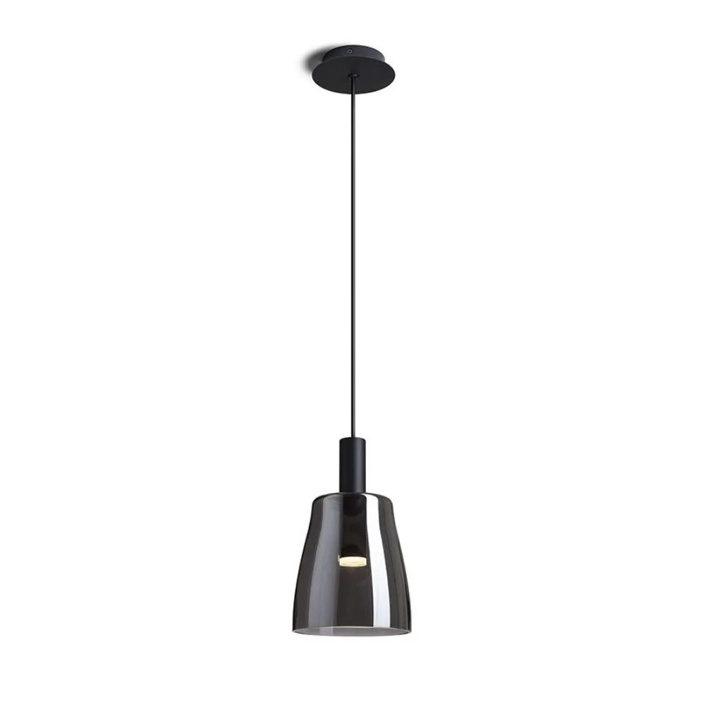 Lampadario BELLINI M LED a sospensione nero vetro fumè  230V LED 5W 30°  3000K