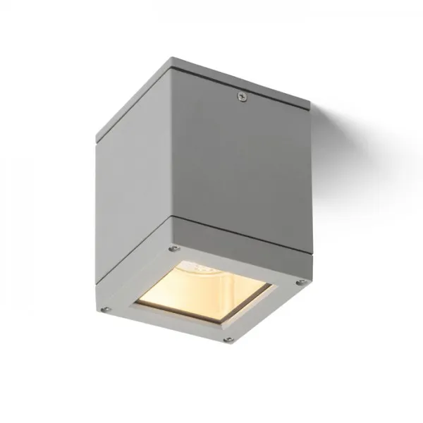 Faretto applique QUADRA M da soffitto grigio argento 230V E27 75W IP54