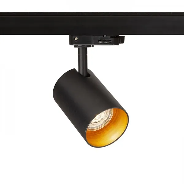 Faretto cilindrico CONNOR per binario trifase nero/oro  230V LED GU10 10W