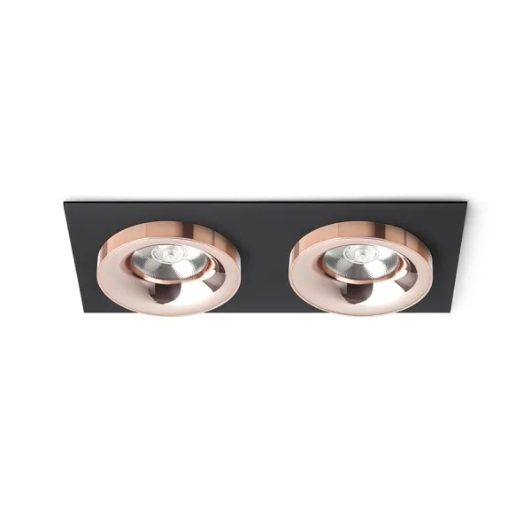 Faretto SHARM SQ II da incasso nero rame/rame 230V LED 2x10W 24° 3000K