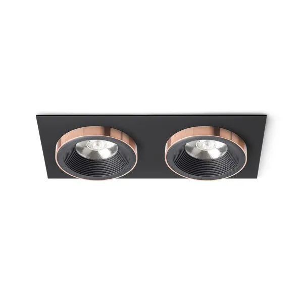 Faretto SHARM SQ II da incasso nero/nero rame 230V LED 2x10W 24° 3000K