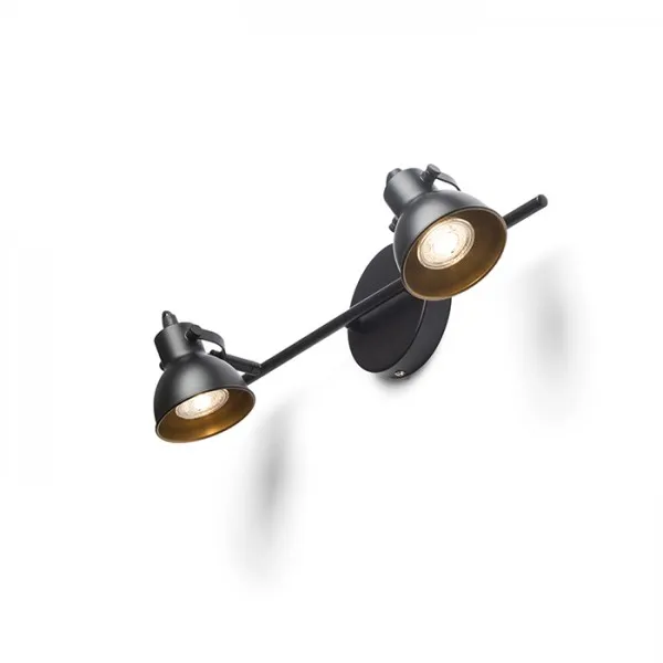 Faretto applique ROSITA II da parete nero/oro  230V LED GU10 2x9W