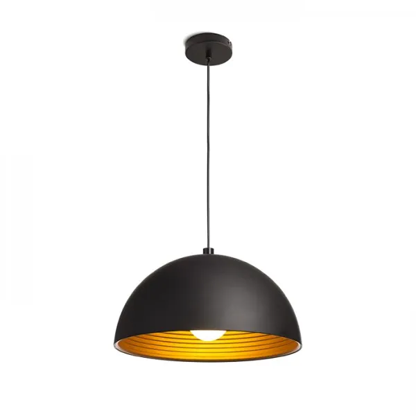 Lampada con paralume CARISSIMA 40 a sospensione nero opaco/oro 230V E27 42W