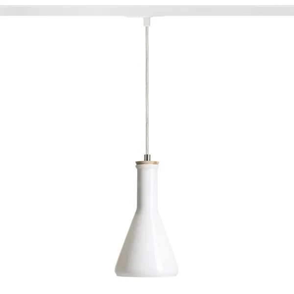 Lampadario PULIRE CON per binario monofase vetro opalino/legno 230V E14 28W