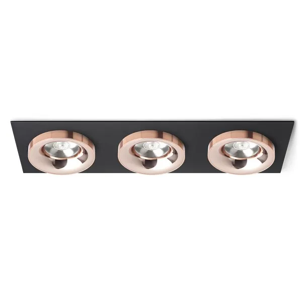 Faretto SHARM SQ III da incasso nero rame/rame 230V LED 3x10W 24° 3000K