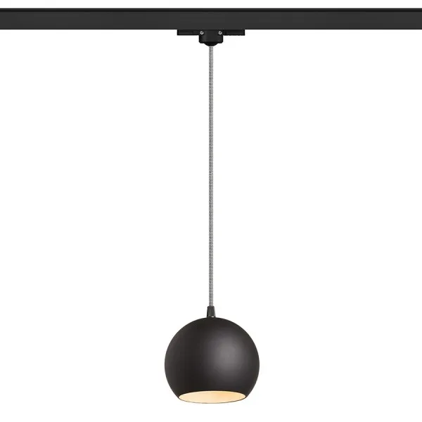 Lampadario COPA per binario trifase nero vetro 230V E27 28W