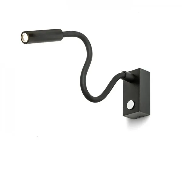 Faretto applique AIM a collo di cigno Nero 230V LED 3W 45° 3000K