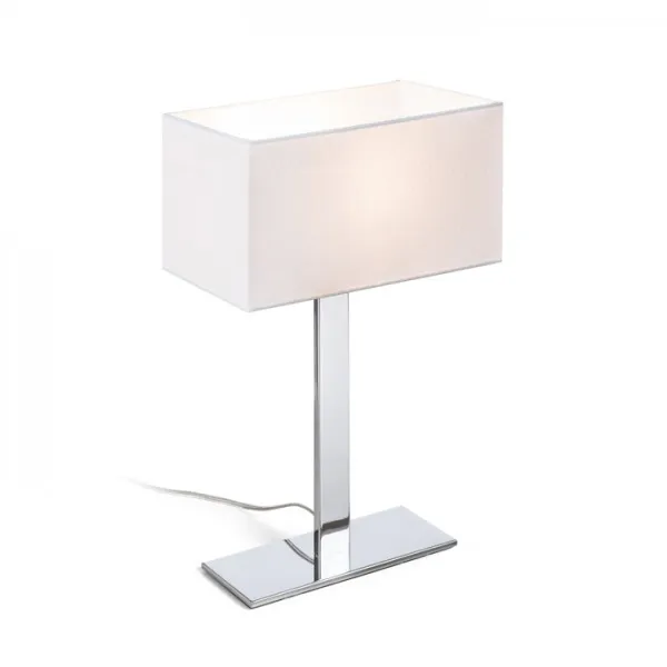 Lampada PLAZA M da tavolo bianco cromo 230V E27 42W