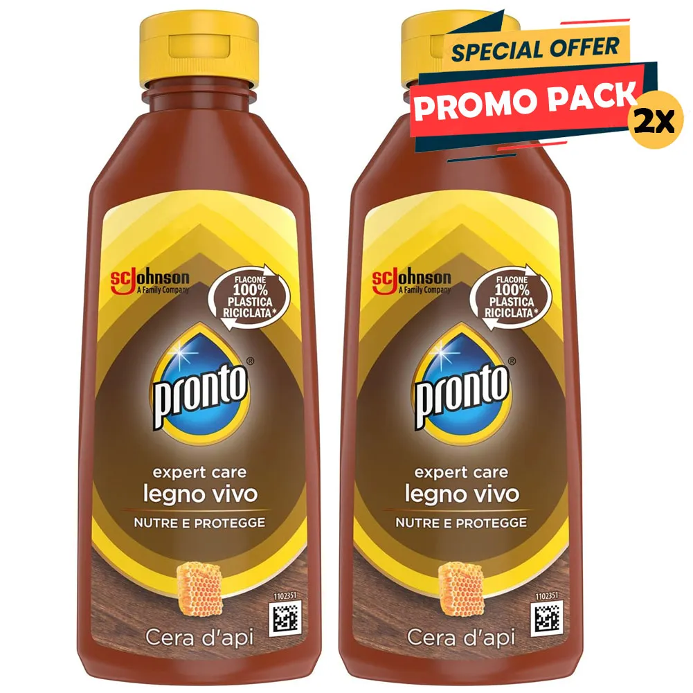 Pronto Ravviva legno Vivo Nutre e Protegge con Cera d'Api 2 Bottiglie 2 x 200 ml (1)