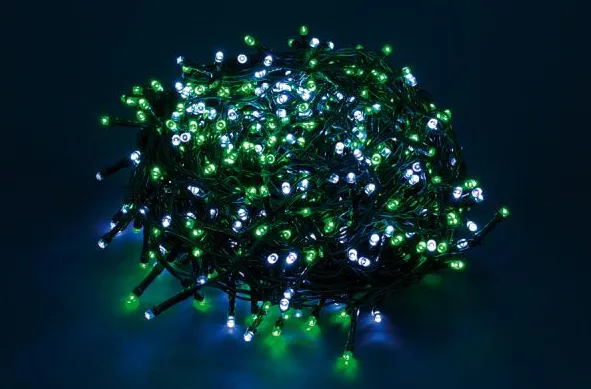 LUCI DI NATALE 300 LED  BIANCO/VERDE + 8 GIOCHI LUCE PER ESTERNO