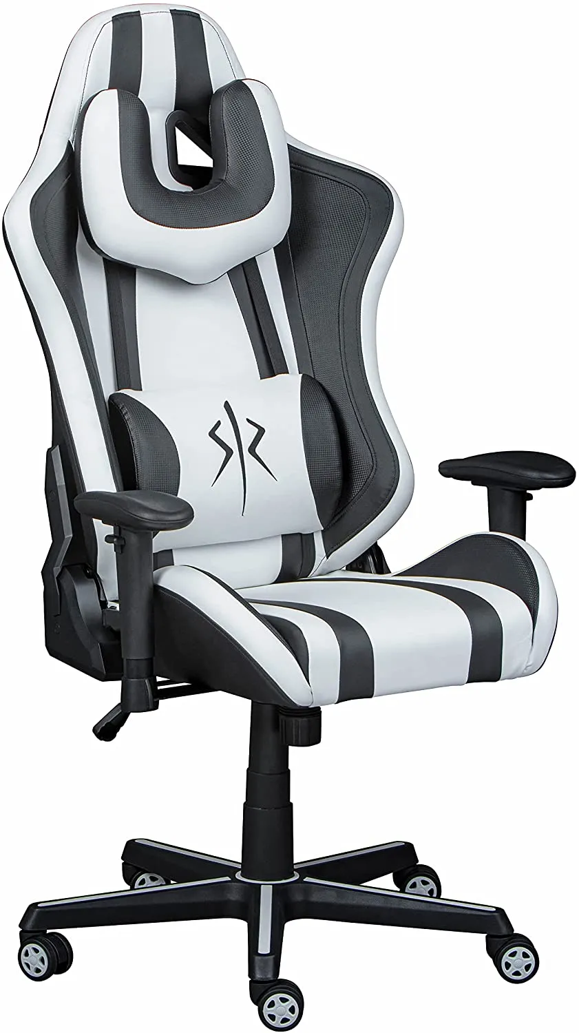 SEDIA POLTRONA DA GAMING ZORO ERGONOMICA PROFESSIONAL 70x59x125/137CM COLORE BIANCO/NERO XL