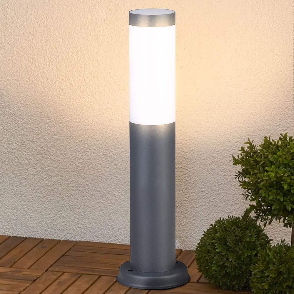 Lampada Paletto Luce Giardino Acciaio Palo Illuminazione Esterno 45cm E27 Grigio (1)