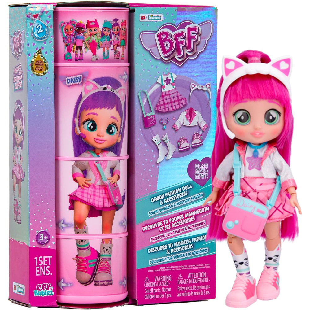 BFF Cry Babies S2 Daisy Bambola Fashion Capelli lunghi e 9 Accessori Idea Regalo (1)