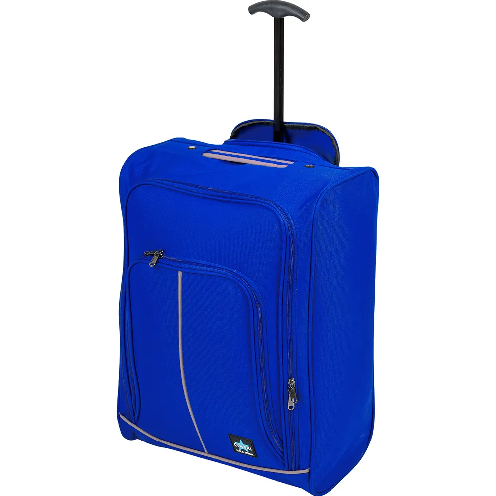 Trolley Cabina Morbido Bagaglio a Mano Blu con Maniglia Telescopica 35x20x50 cm (1)