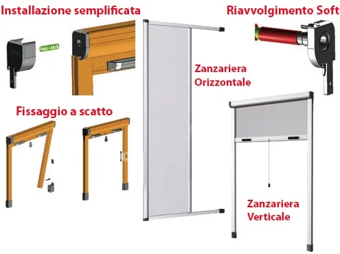 ZANZARIERA STOP INSET MARRONE IN FIBRA DI VETRO 100X170