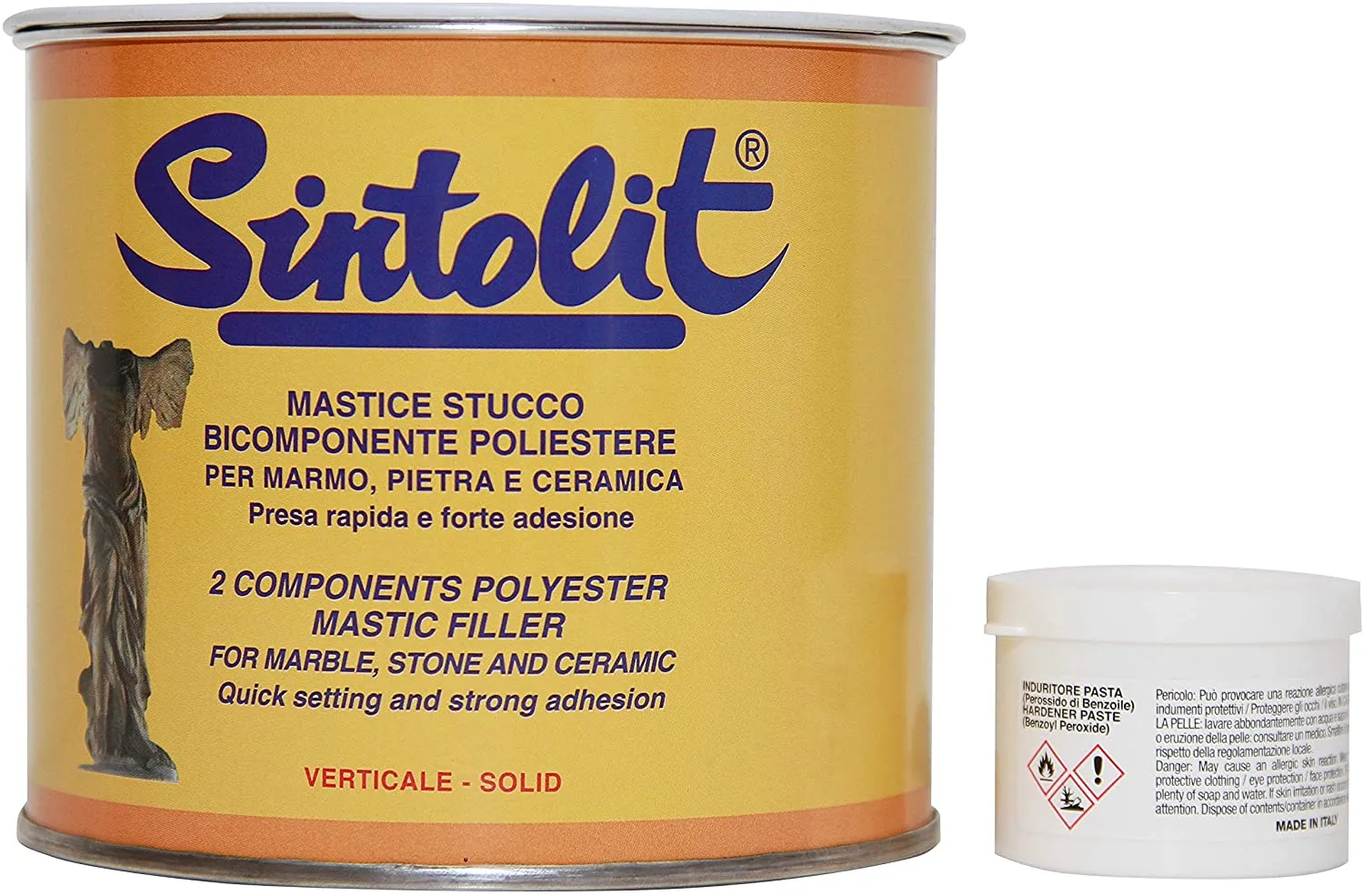 STUCCO PER MARMO/CERAMICA SINTOLIT PAGLIERINO VERTICALE CON INDURITORE KG.1,500 ML750