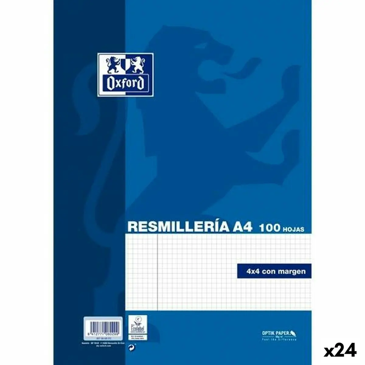 Lame di ricambio Oxford OptikPaper Azzurro A4 100 fogli (24 Unità)