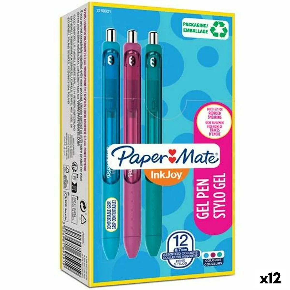 Penna gel Paper Mate Inkjoy TK12 Turchese Fucsia 0,7 mm (12 Unità)