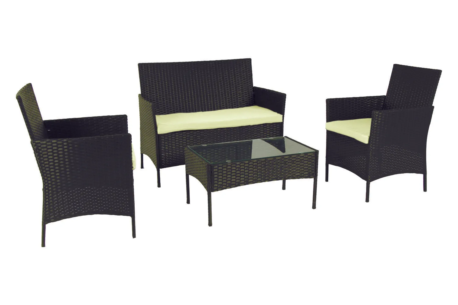 SET SALOTTO PANAMA IN RATTAN (DIVANO+TAVOLINO+2 POLTRONE) COLORE MARRONE