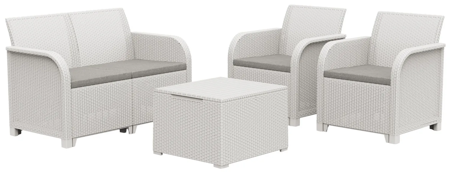 SET SALOTTO RATTAN KETER ROSALIE BIANCO