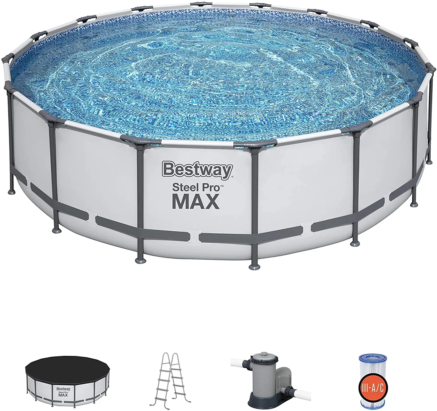 Piscina fuori terra Bestway 5612Z Steel Pro Max rotonda 488x122cm