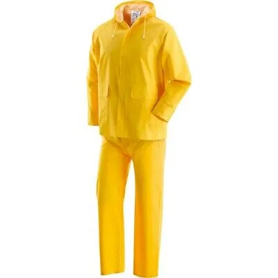 COMPLETO IMPERMEABILE IN PVC GIACCA E PANTALONE BRIXO GIALLO - TAGLIA L