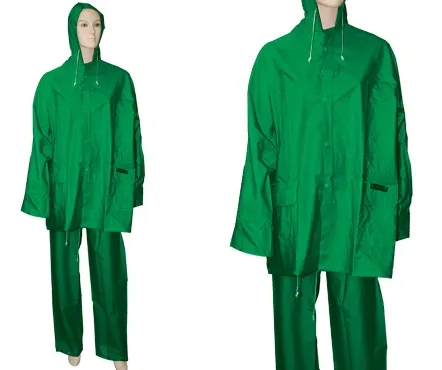 COMPLETO IMPERMEABILE IN PVC GIACCA E PANTALONE BRIXO VERDE- TAGLIA L