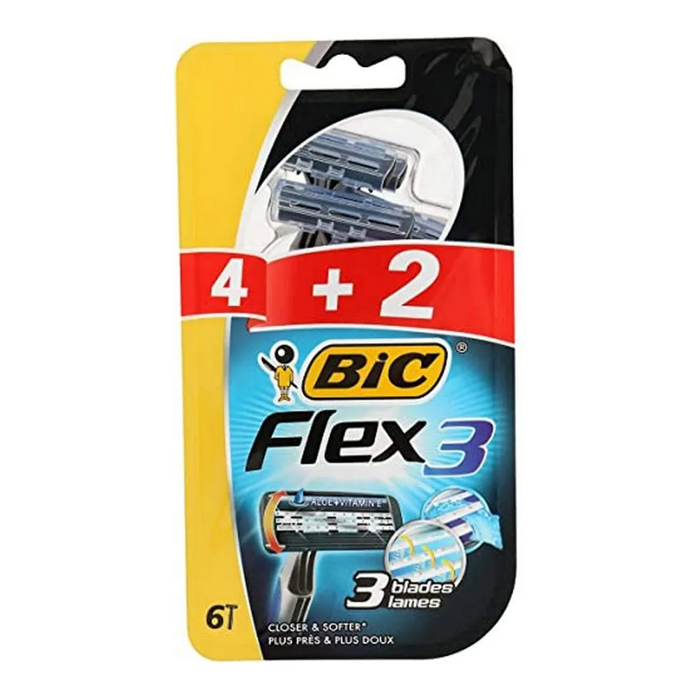 Rasoio Manuale per Barba Bic Flex3 (6 uds)