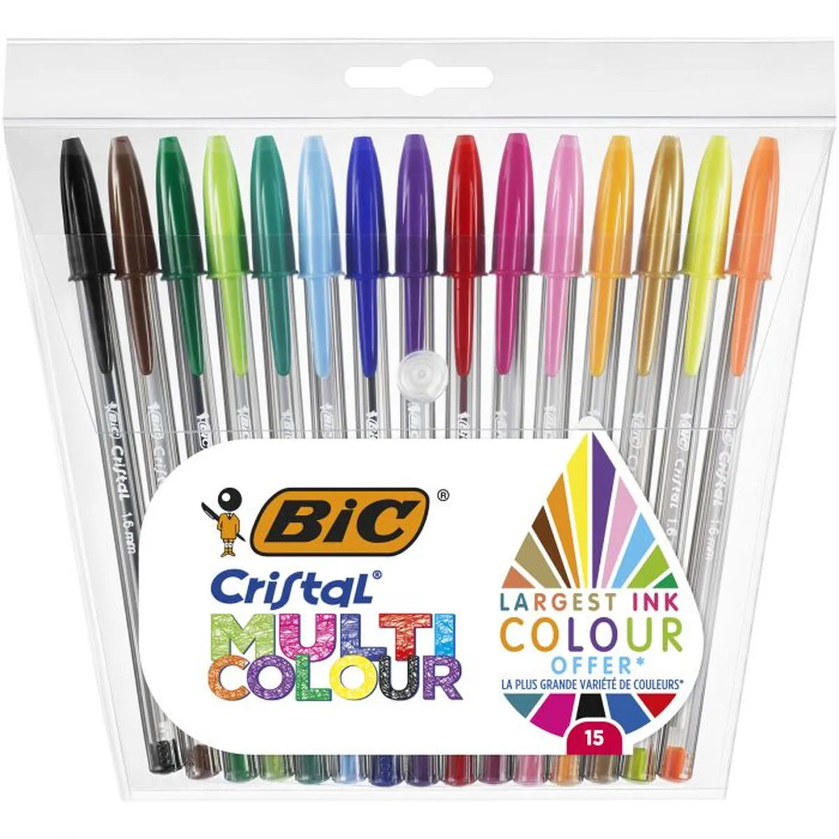 Set di Penne Bic Cristal Multicolor 15 Pezzi 0,42 mm