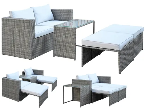 SET SALOTTO RATTAN COMBO GRIGIO