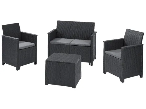 SET SALOTTO RATTAN KETER EMMA LOUNGE 4 POSTI ANTRACITE