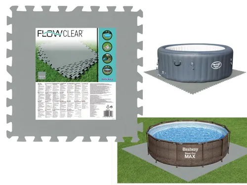 TAPPETO TELO BASE DI PROTEZIONE INFERIORE PER PISCINA GRIGIO BESTWAY CONF. 9 PANNELLI -58639