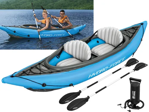 KAYAK CHAMPION 2 PERSONE BESTWAY -65131 + PAGAIA, POMPA, CUSTODIA E KIT RIPARAZIONE