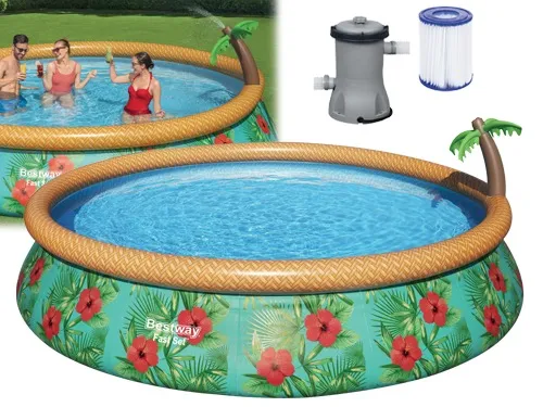 PISCINA TONDA FUORI TERRA PALMS CON ANELLO GONFIABILE SUPERIORE BESTWAY 57416